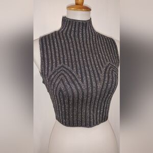CROP SPANDEX TOP WITH SILVER BLING
